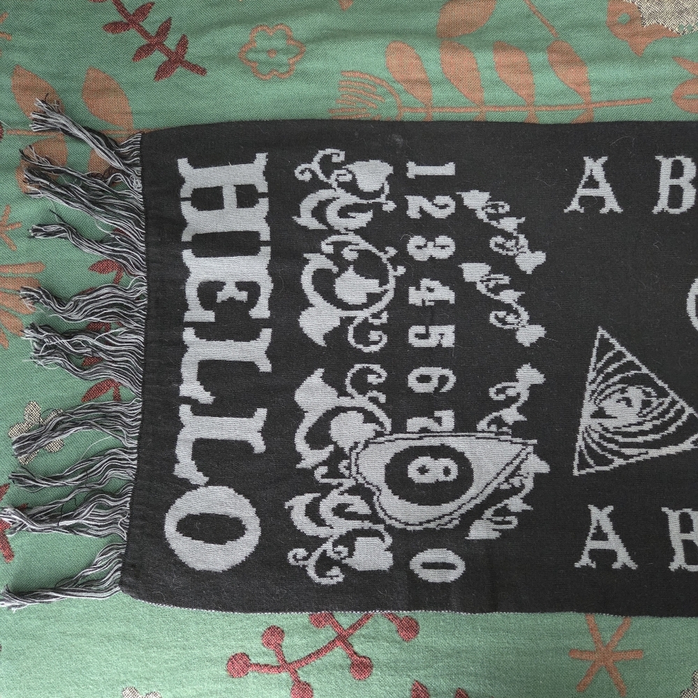 Black and Gray Ouija Board Scarf - Picture 4 of 11